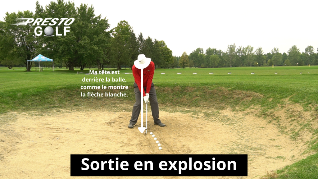Sortie en explosion d'une fosse de sable près du vert